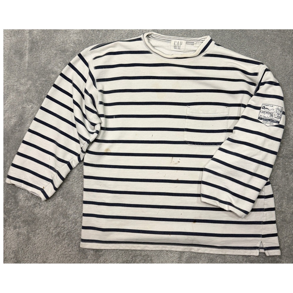 Vintage Gap Oarsmen Club Rowing Sweatshirt Striped Mens M Rowing 90s